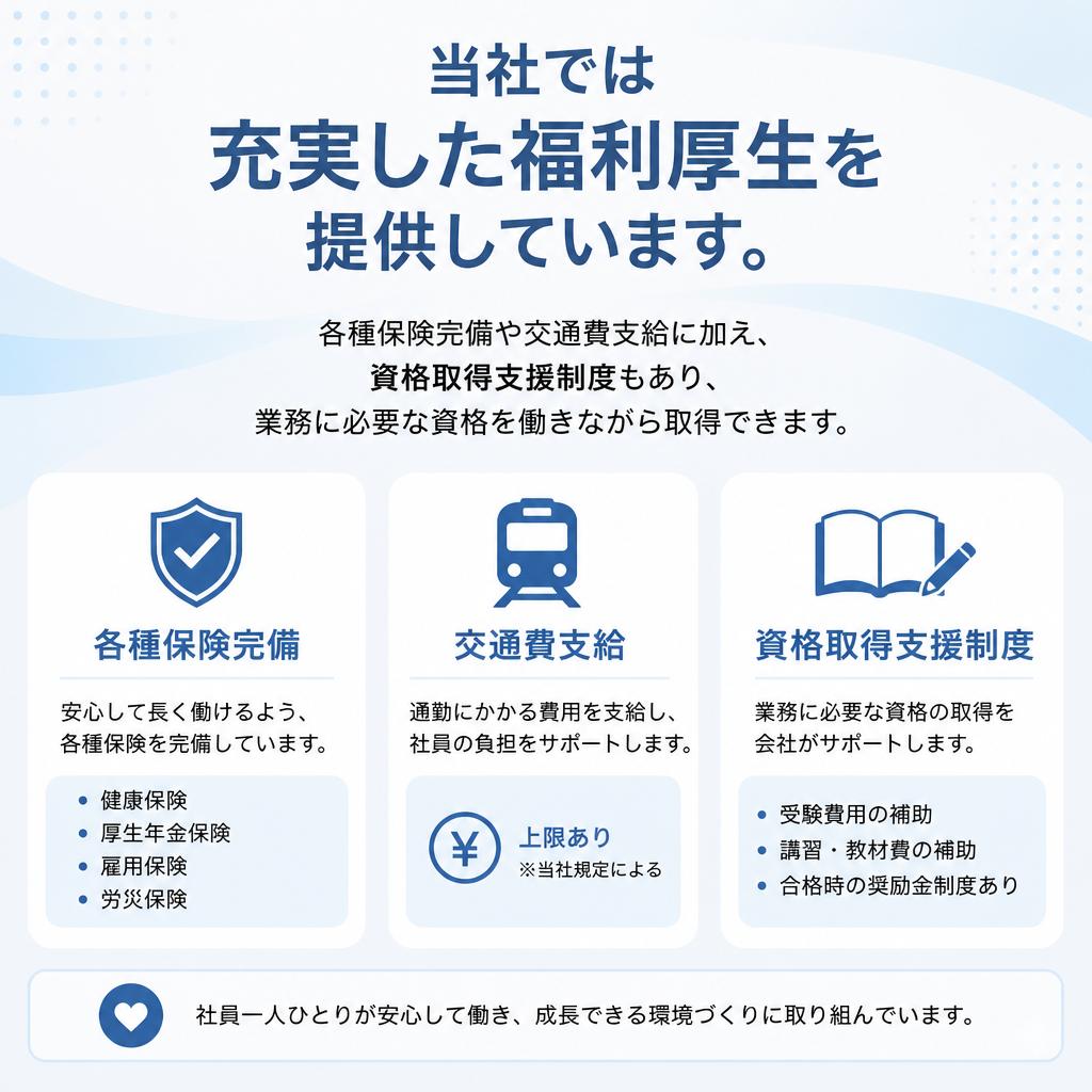 安心して働ける福利厚生制度