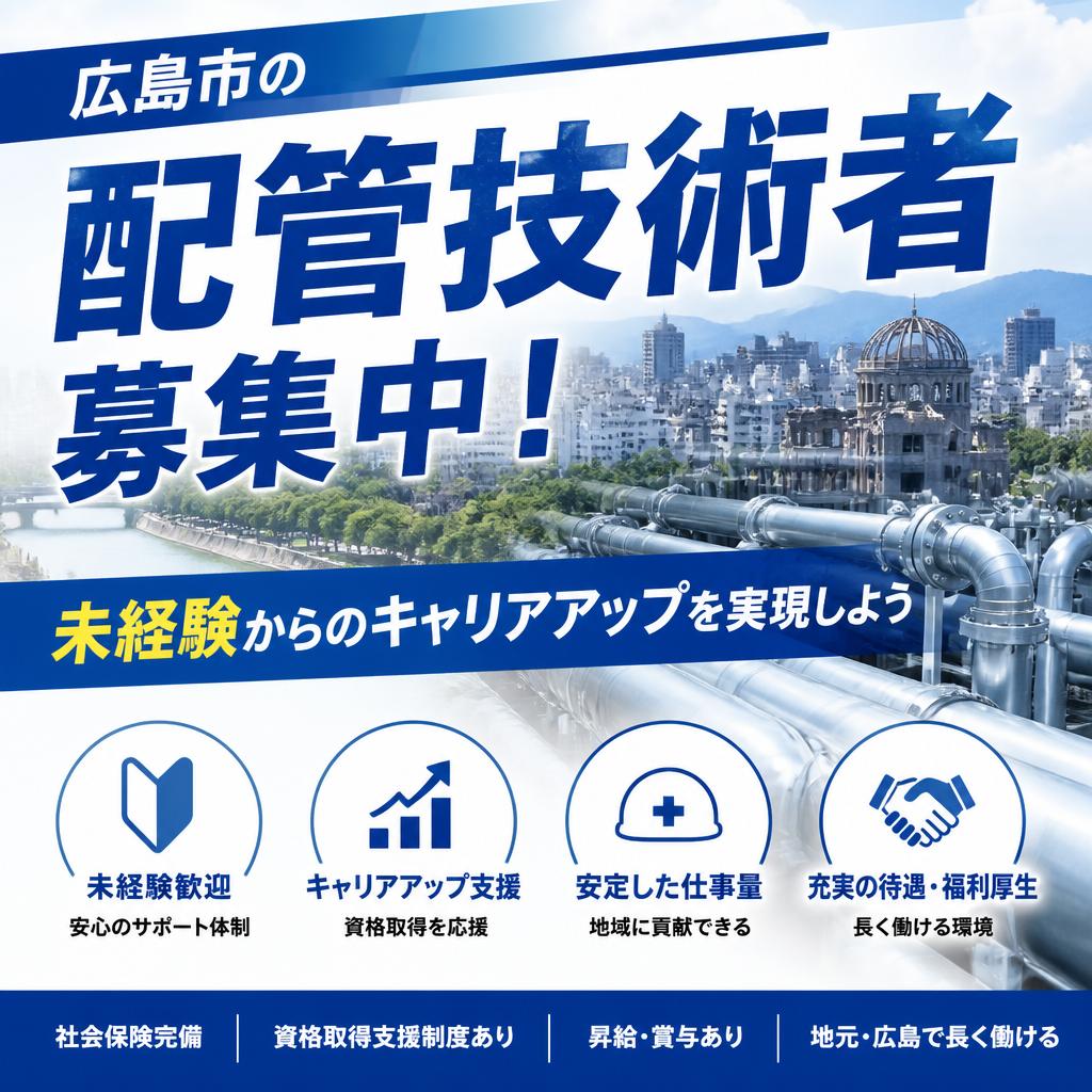  広島市の配管技術者募集中！未経験からのキャリアアップを実現しよう　株式会社ニトロ